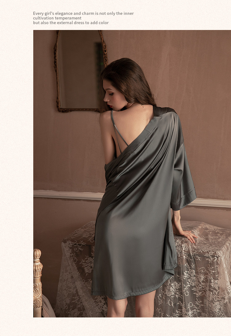 今夕何夕性感睡衣女两件套春秋季吊带睡裙2022年新款真丝套装纯欲详情13