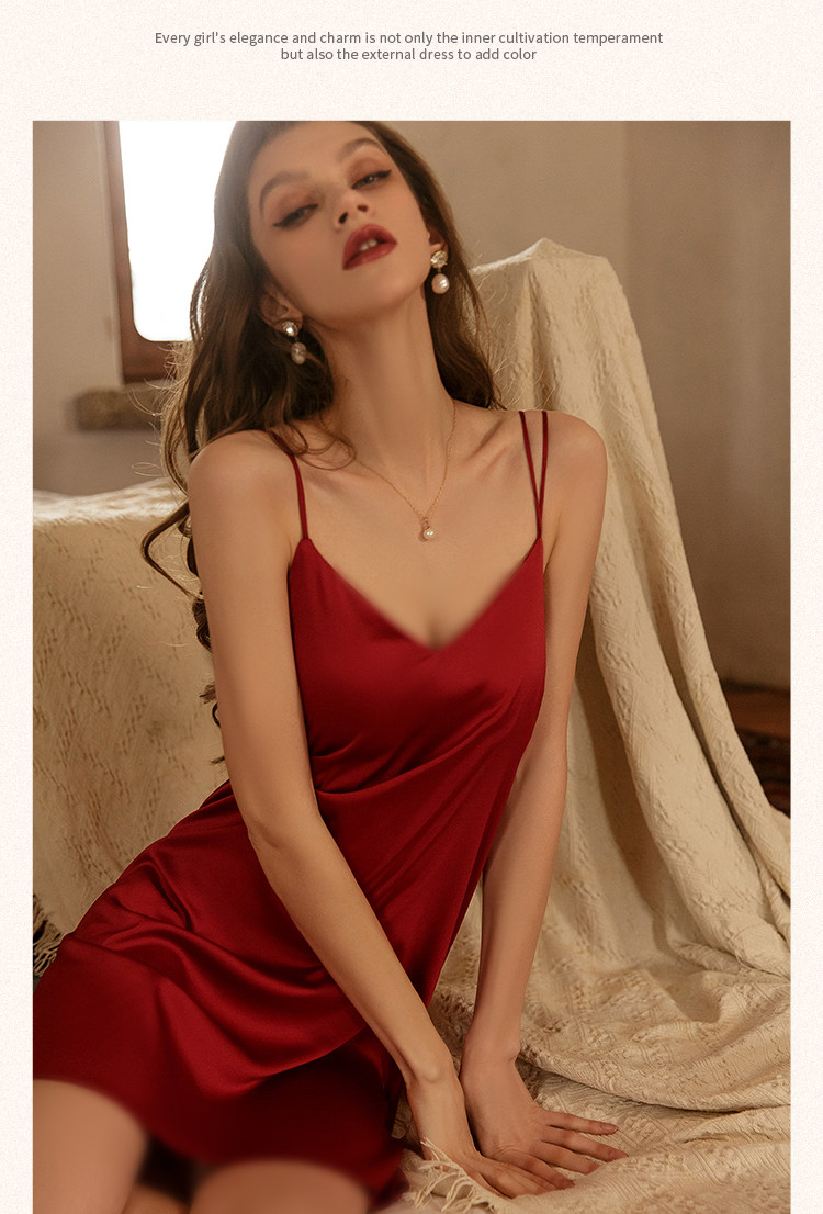 今夕何夕性感睡衣女两件套春秋季吊带睡裙2022年新款真丝套装纯欲详情33