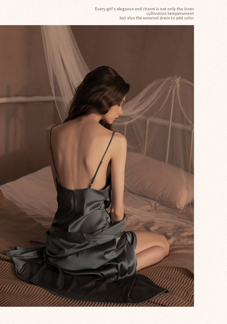 今夕何夕性感睡衣女两件套春秋季吊带睡裙2022年新款真丝套装纯欲详情21