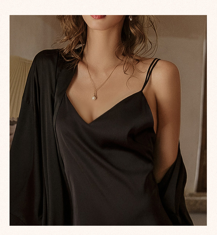 今夕何夕性感睡衣女两件套春秋季吊带睡裙2022年新款真丝套装纯欲详情43