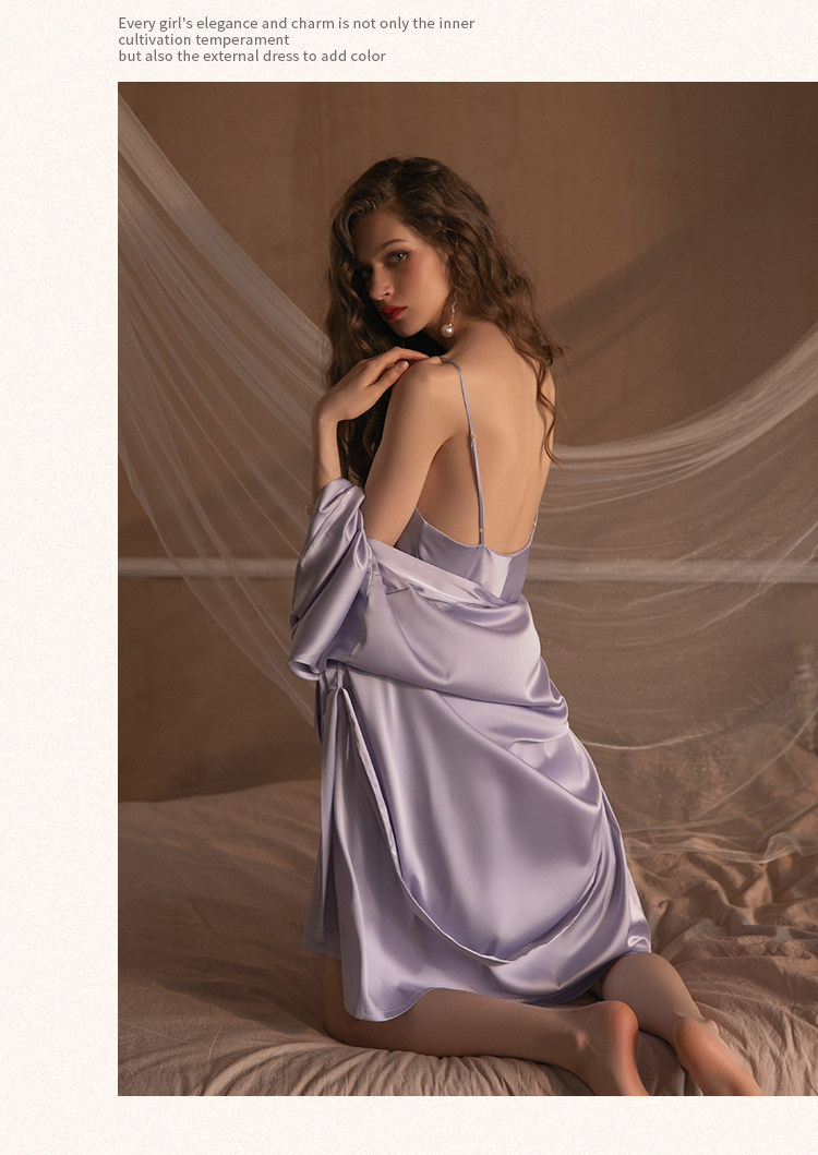 今夕何夕性感睡衣女两件套春秋季吊带睡裙2022年新款真丝套装纯欲详情83