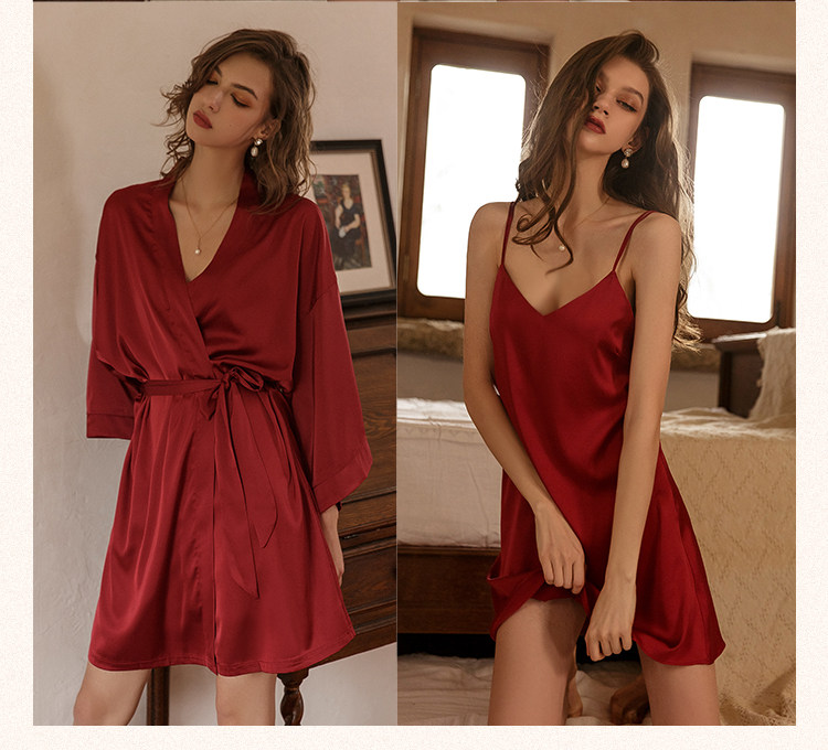 今夕何夕性感睡衣女两件套春秋季吊带睡裙2022年新款真丝套装纯欲详情32