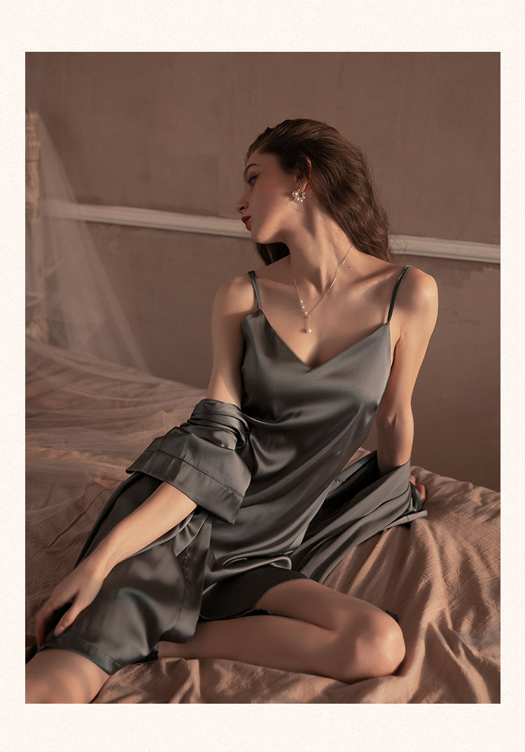 今夕何夕性感睡衣女两件套春秋季吊带睡裙2022年新款真丝套装纯欲详情8