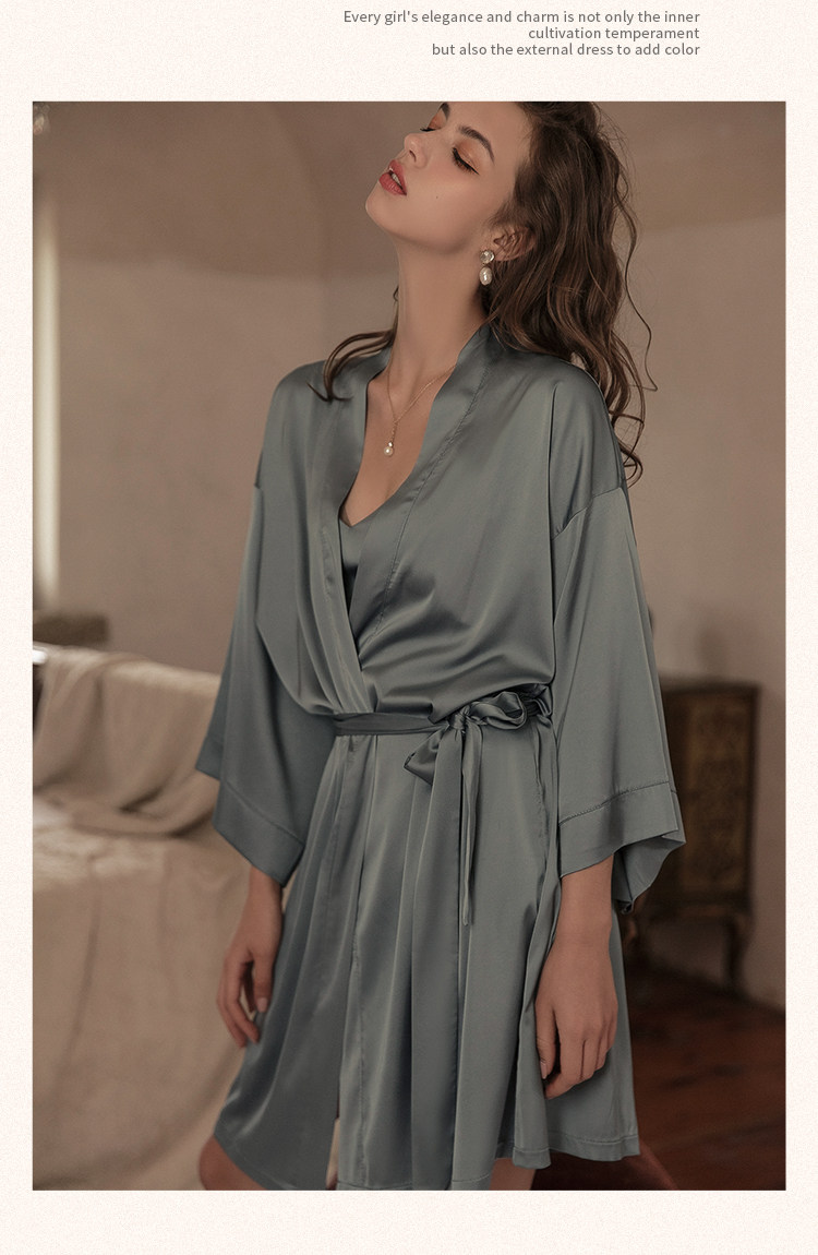 今夕何夕性感睡衣女两件套春秋季吊带睡裙2022年新款真丝套装纯欲详情78