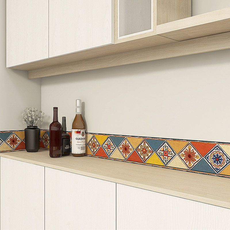 Retro Toilet tile wall sticker wall sticker kitchen kitchen kickline decorated waterproof wall pattern clown