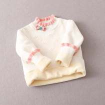 Girl gush thickened sweater semi-high collar pure cotton 2021 autumn winter new 123456-year-old child female baby hoodie
