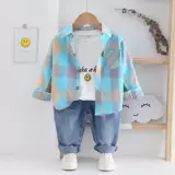 Детская хлопковая осенняя рубашка для мальчиков, 1-10 лет