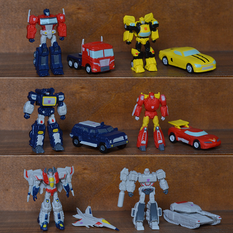 (GD Comic Club) Genuine Hasbro Transformers Very Small PVC Optimus Prime Bumblebee Megatron Twisted Eggs
