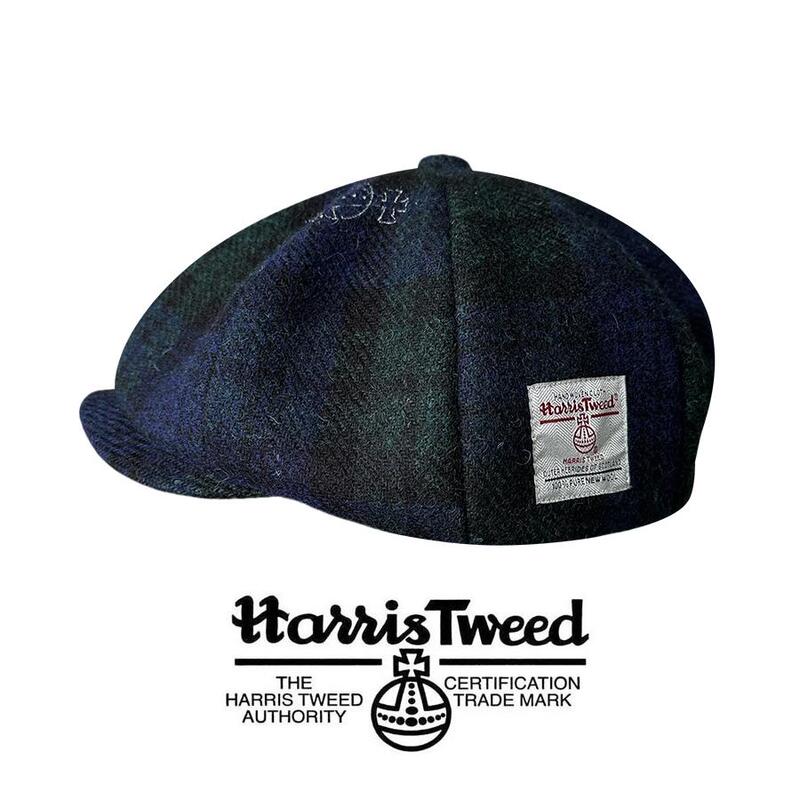 100% Pure Wool Harris Autumn and Winter Thickened Octagonal Hat Harristweed Retro Japanese Plaid Newsboy Hat
