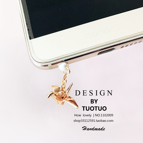 Cute Ins Little Red Book Thousand Paper Crane Cell Phone Dust Plug Pendant Headphones for Apple 13 Charging Port Pendant