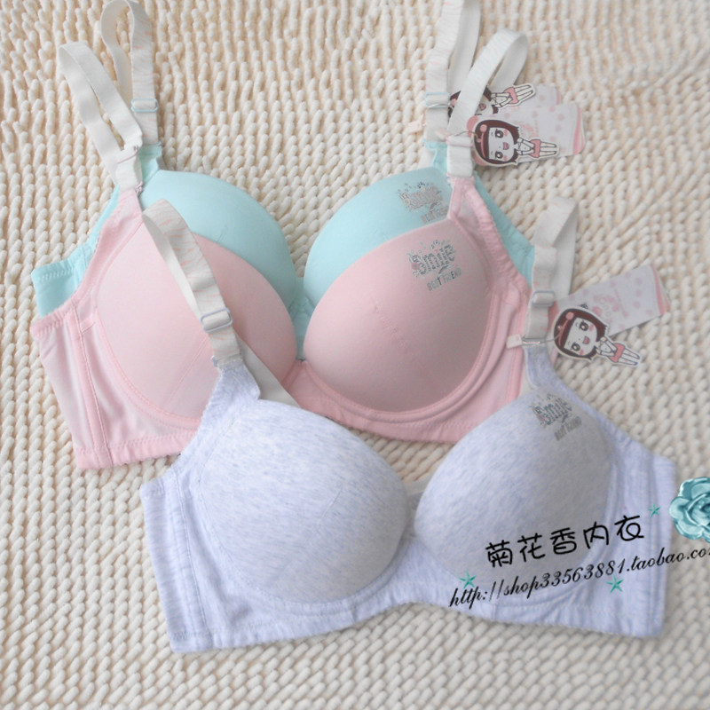 Rouqi ガールズブラ - 綿100% ソフトアンダーワイヤー - 薄めのトップ、厚めのボトム - 中学生と大学生向けのプッシュアップブラ