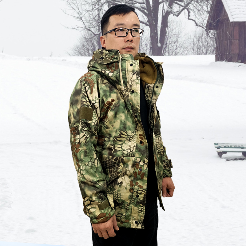 Outdoor Python Camouflaire G8 Winewear Tactical Sub-machine Clothing Men's Winter Long Style Military Fans Great Coat Windproof Warm Jacket