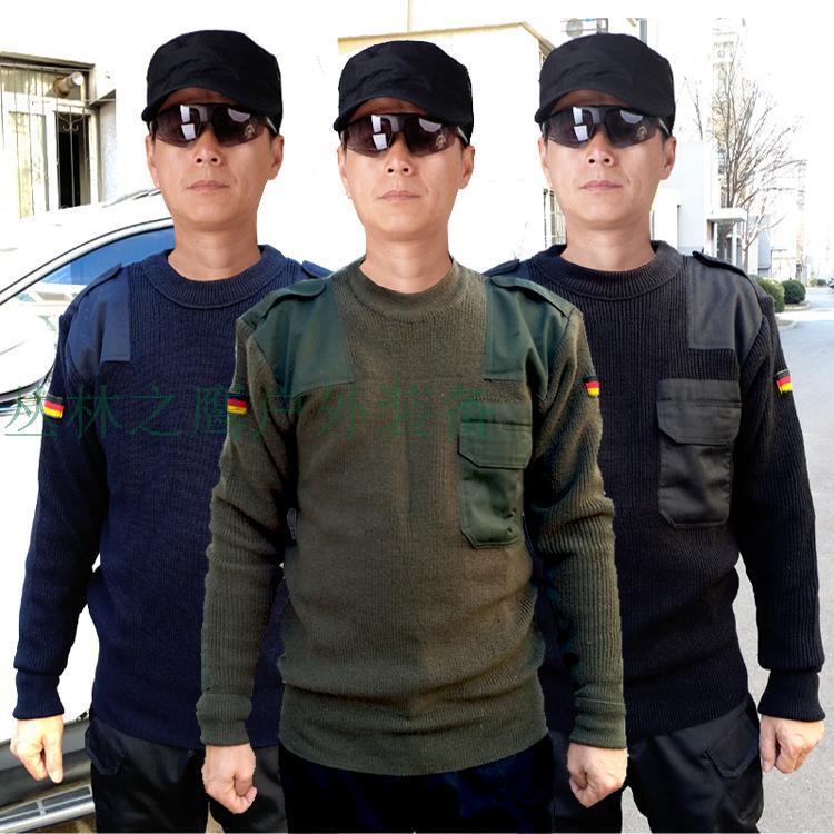 Military Fan Crew Neck German Army Style Wool Sweater Men's Autumn and Winter Warm and Cold-Resistant Tactical Sweater Knitwear