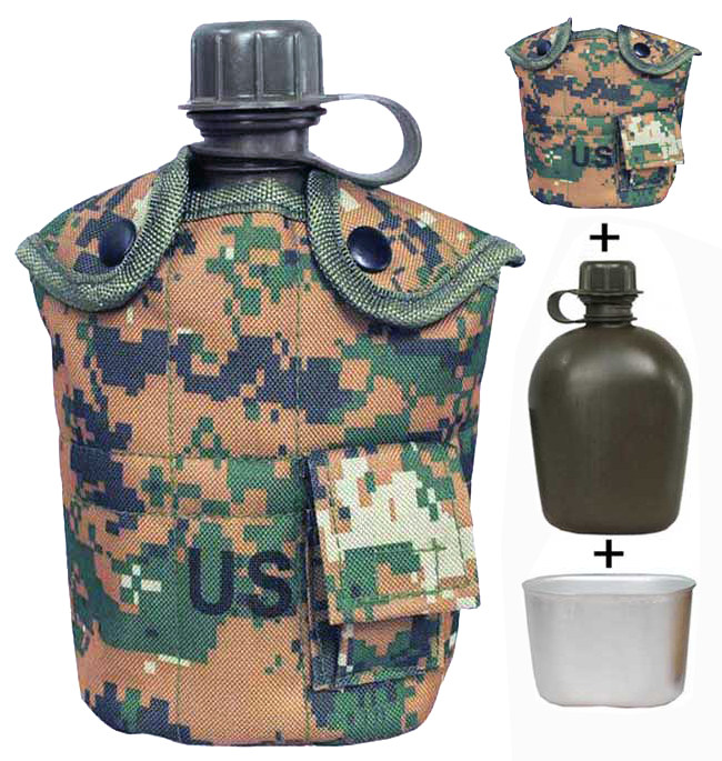 Outdoor military fan digital camouflage water bottle boiling water lunch box set travel tactical military training American water bottle