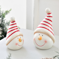 Nordic Ins Christmas Snowman Elk Deer Ceramics Seniors Creative Desktop Swing Pieces Christmas Presents Gift Decorations