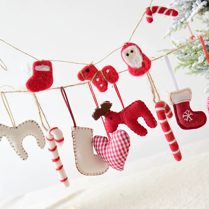Búp bê len nỉ trang trí cây thông Noel Mặt dây chuyền trang trí phụ kiện tự làm Búp bê giáng sinh Mặt dây chuyền phấn trang trí Giáng sinh - Phụ kiện chăm sóc mắt