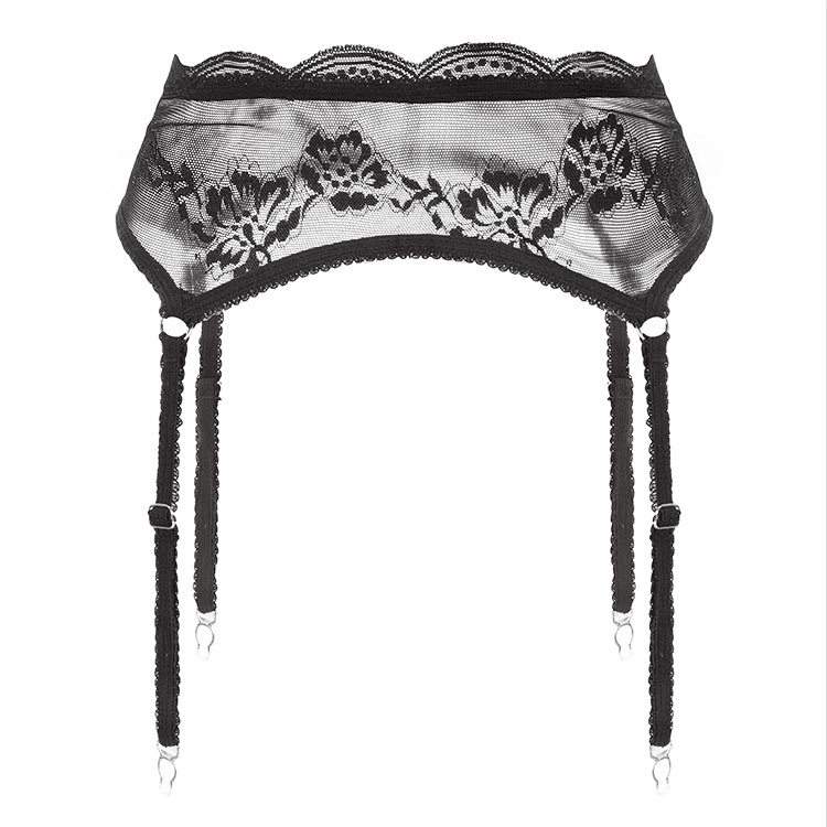 Sexy Black Lace Garter Stockings, Over-The-Knee Ultra-Thin Women's European and American Stockings, Non-Slip Large Size Stockings with Waist Cincher for Women
