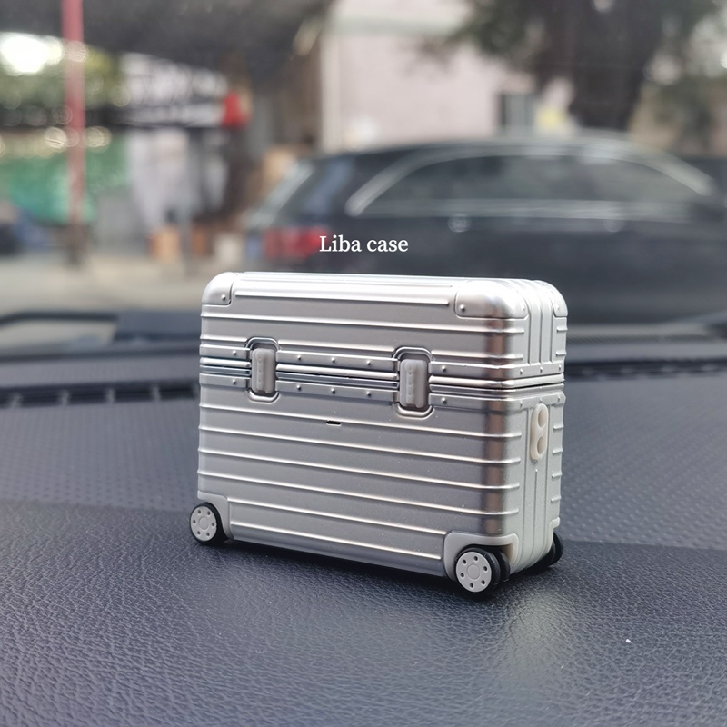 Creative Silver Suitcase-Style Protective Case for Airpods, New Ipod Apple Earphone Case, Electroplated 2Nd Generation Wireless Bluetooth Box, 3Rd Generation Airpodspro 2Nd Generation Niche Anti-Drop Silicone Protective Case