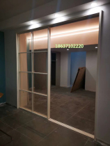 Customized thin frame narrow edge black and white aluminum magnesium alloy sliding door glass sliding door narrow frame black frame kitchen aluminum alloy sliding door