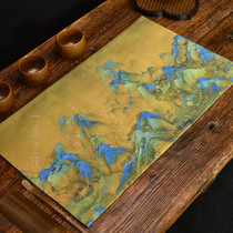 Chinese embroidery coasters Cotton linen art tea mat Thousands of miles of country tea table flag Ruihetu dry tea shop insulation mat