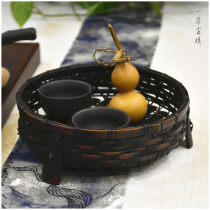 Large lacquer bamboo woven tea set containing basket tea spot tray made of old dry fruit snacks Snack Dish Snack Bowl of Tea Road Zero-worthy