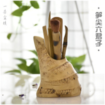 Tea Tao Six sets of 6 pieces Composition Bamboo Root Tea Barrel Solid Wood Bamboo Tea Clip Tea Spoon Tea Needle Tea Teaspoon Raising Pot Pen