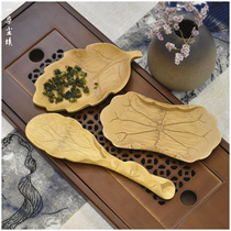 Bamboo tea spoon Tea lotus carved tea then old Bamboo tea shovel Six gentleman teaspoons Coaster cup holder Tea Ceremony