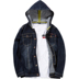 Mùa thu mới kích thước lớn nam áo khoác denim trùm đầu cộng với phân bón tăng chất béo áo khoác chất béo áo khoác 8XL áo bomber Áo khoác