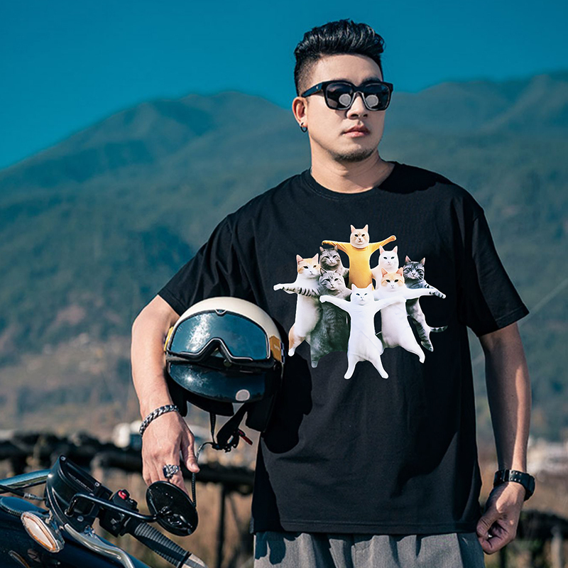 Summer Fashion Oversized Short-Sleeve Round-Neck Colorful Print Plus-Size T-Shirt for Big and Tall Men, Slimming Effect, Large Size 200kg Can Be Ironed Without Damage Summer Fashion Oversized Short-Sleeve Round-Neck Colorful Print Plus-Size T-Shirt for Big and Tall Men, Slimming Effect, Large Size 200kg Can Be Ironed Without Damage