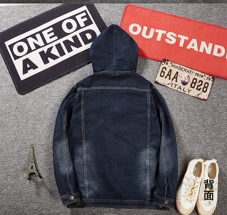 Mùa thu mới kích thước lớn nam áo khoác denim trùm đầu cộng với phân bón tăng chất béo áo khoác chất béo áo khoác 8XL áo bomber