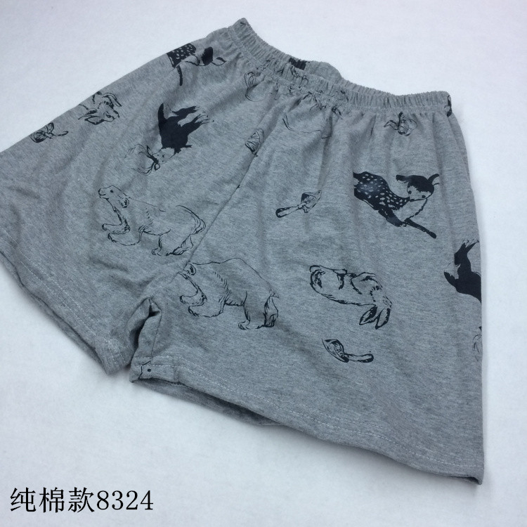 Quần short cotton phụ nữ lỏng phần mỏng dễ thương cartoon kẻ sọc home boyshort cotton ngủ quần điều hòa không khí quần