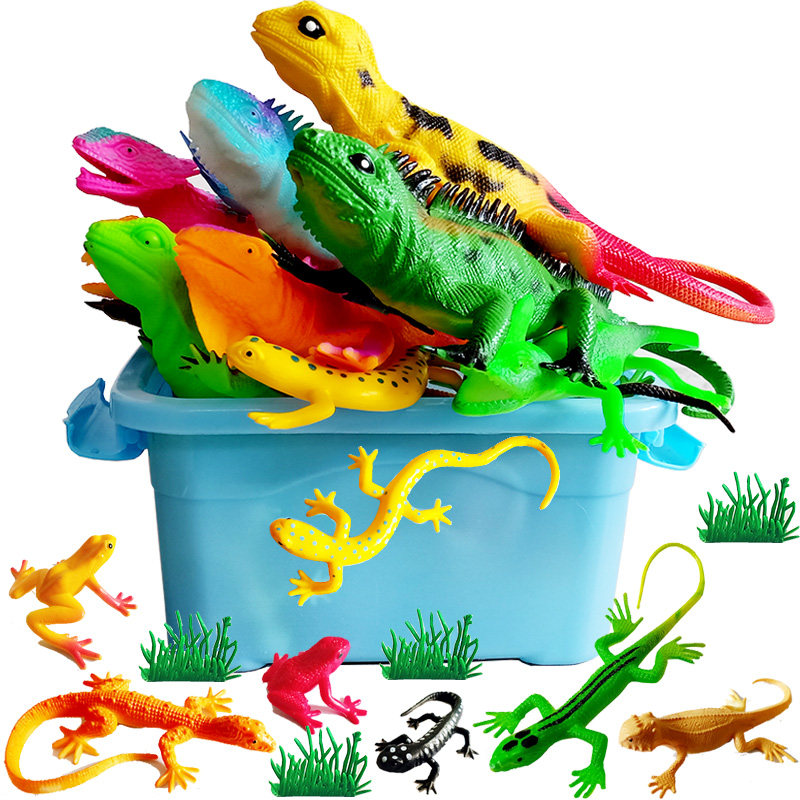 Simulation lizard fake snake gecko frog plant crawling doll to confuse static children's toys soft rubber animal model