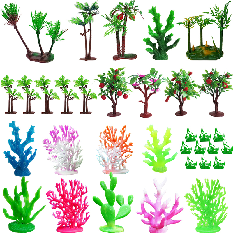 Landscape Plant Model, Marine Animal Scenery, Trees, Cactus, Coral Fence, Seagrass, Coconut Tree, Sand Table, Children's Toys