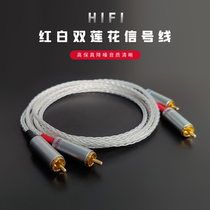 QINCROWN Crown Hair Burning Grade Sound Signal Wire HiFi Double Lotus Flower Head Single Crystal Silver CD Power Amplifier Connection