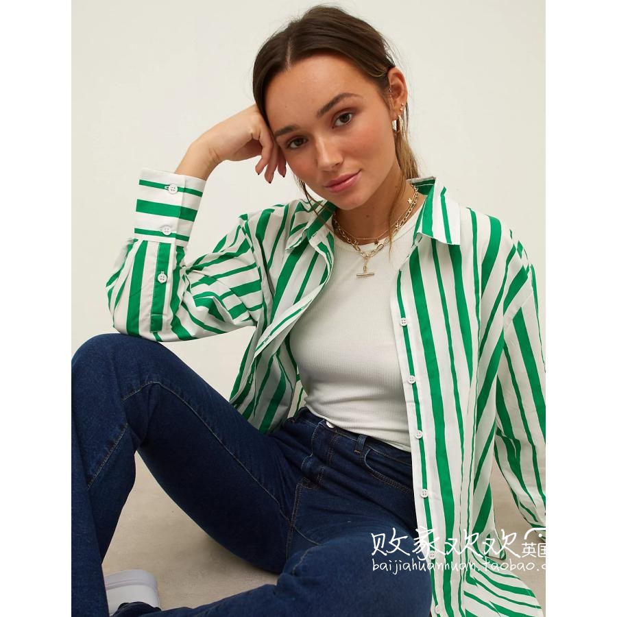 UK 03 04 pint MS ladies dress new casual turn-collar streaks comfortable 100 hitch