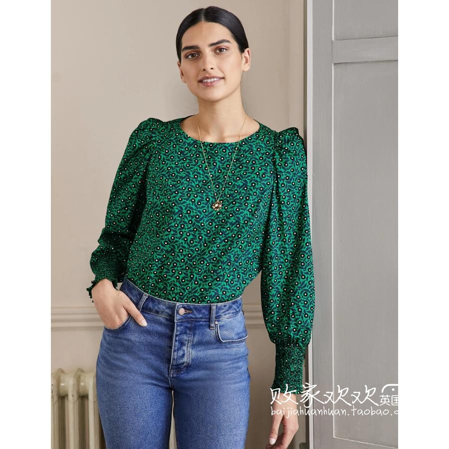 UK 12 29 Great special price BODEN Bubble Sleeves Crushed 100 Lapped Shirt