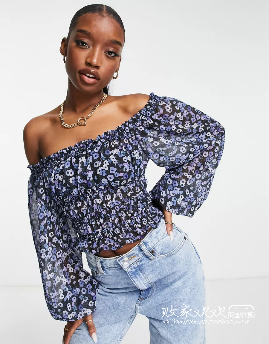 02 02 15 2022 2022 point to women's new line of shoulder broken flowers slim 100 lap shirt