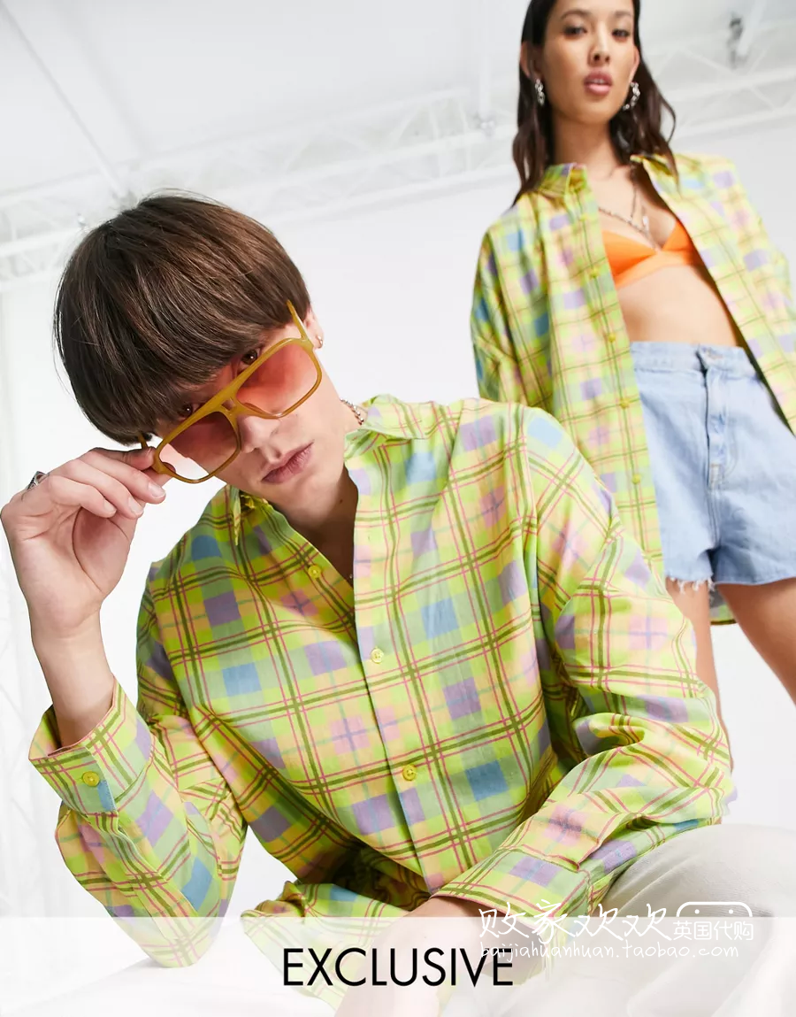 04 04 13 2022 2022 point to women's new turn-collar plaid couples 100 hitch shirts