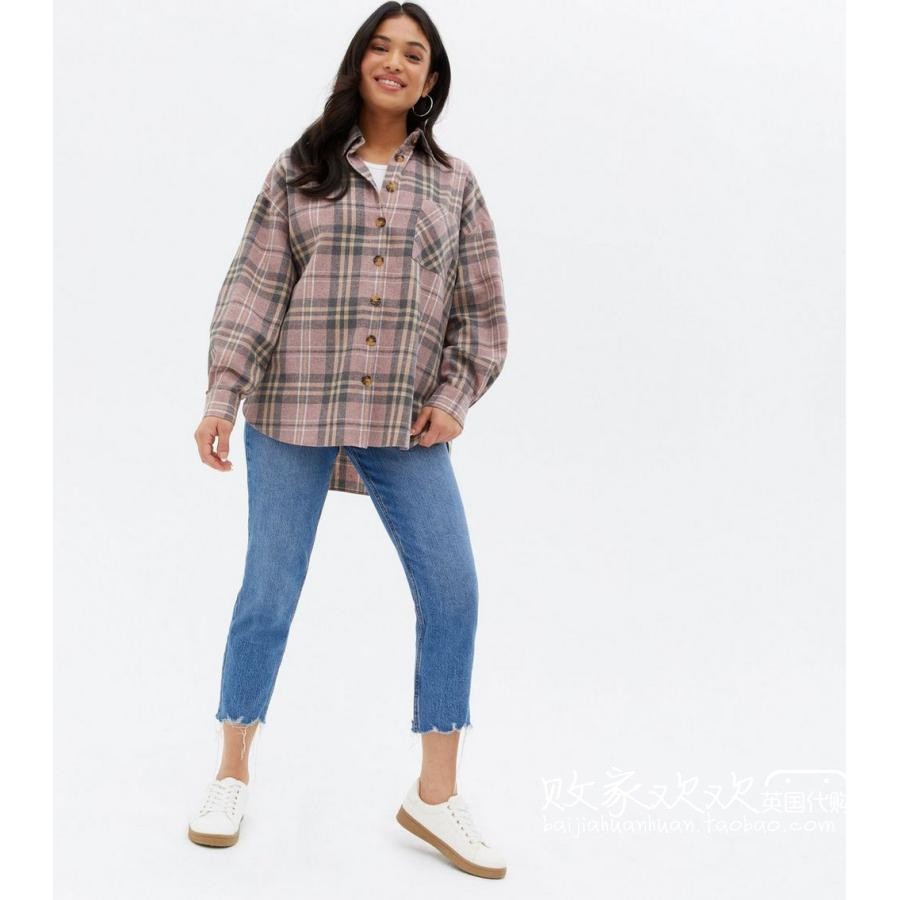 UK 04 11 NL 2022 Summer women's dress Collar Plaid Loose Long Sleeve 100 Hitch Shirt