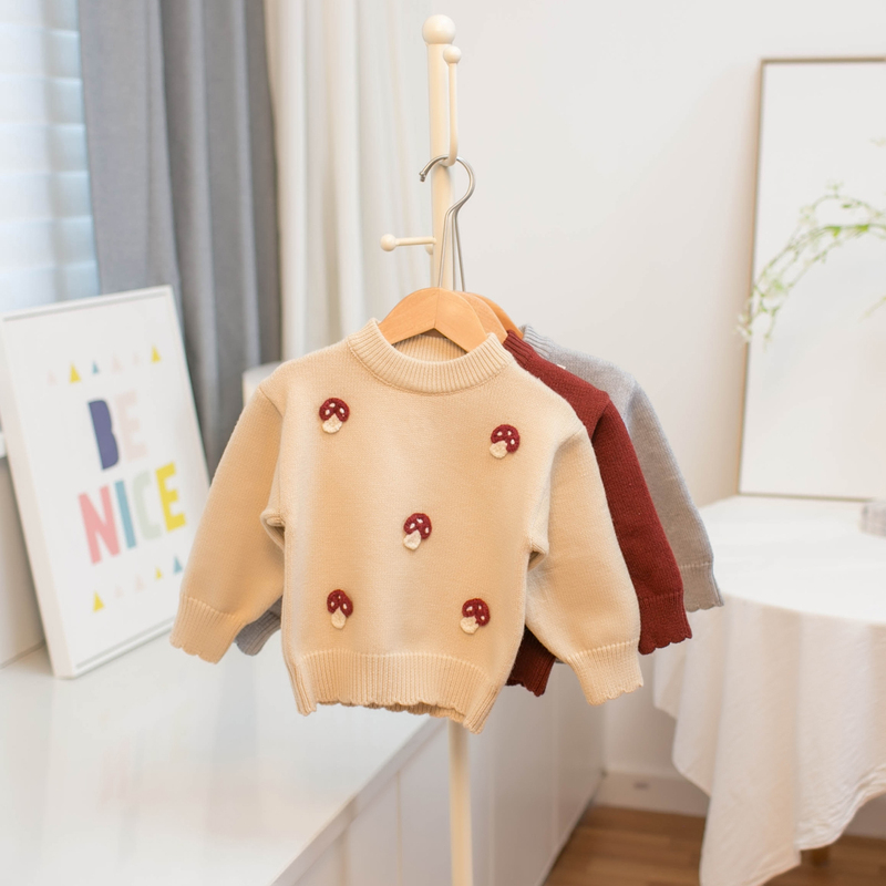 2025 Autumn and Winter Little Mushroom Pullover Sweater for Children