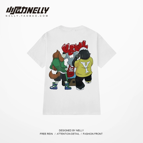 Летняя мультяшная трендовая хлопковая тонкая футболка с коротким рукавом для влюбленных, оверсайз, большой размер