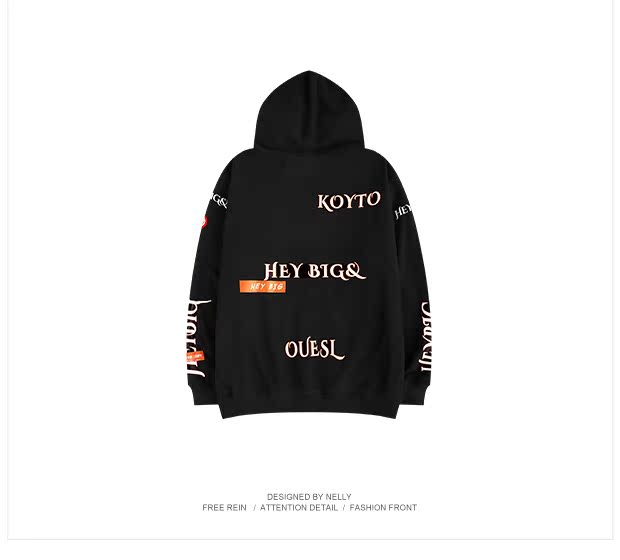 Mỹ retro hipster đường phố lỏng lẻo OVERSIZE in cẩu đôi áo len trùm đầu nam và nữ hip hop hoodie hoodie màu be