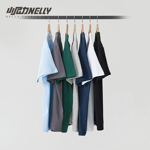 Хлопковая однотонная базовая футболка с коротким рукавом с круглым воротником, 2025 года