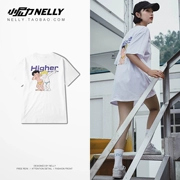 Mới Châu Âu và Mỹ minh họa xu hướng hip hop cotton Áo thun nam Nhật Bản retro nam và nữ cặp đôi đáy áo mùa hè lỏng lẻo