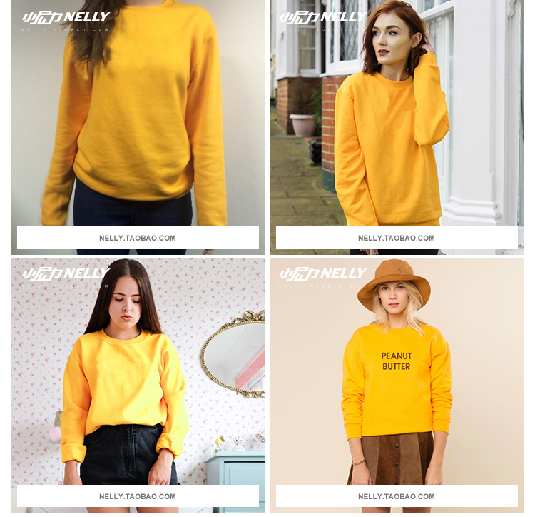 Hàn Quốc ulzzang Harajuku Nhật Bản phong cách đại học retro lỏng kích thước lớn áo len dài màu vàng rắn nam và nữ áo nỉ hoodie