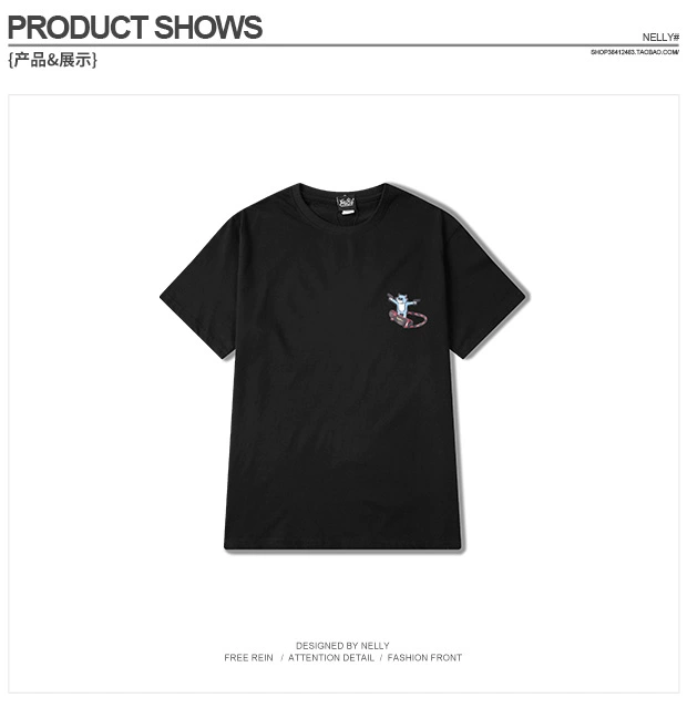 Hàn Quốc hip hop mùa hè rap in tay áo ngắn nam lỏng cotton T-shirt thanh niên sinh viên áo sơ mi từ bi áo thun thể thao nam