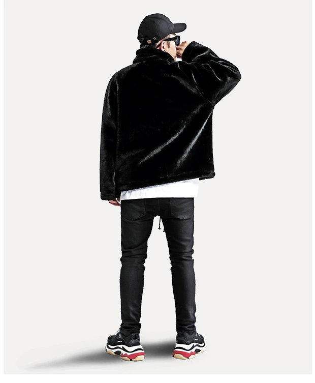 Áo khoác lông nam hàn quốc mùa thu và mùa đông cừu cashmere đường phố cao cấp