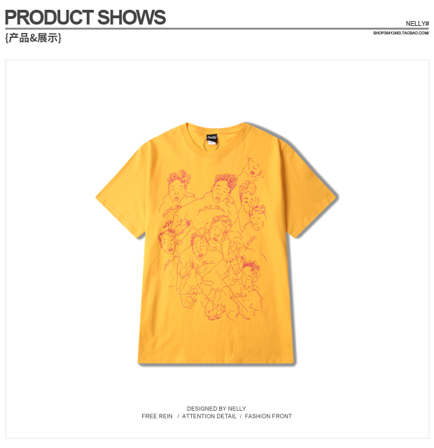 Ulzzang retro truyện tranh áo thun ngắn tay nam và nữ quần áo mùa hè nam mỏng áo sơ mi thủy triều nửa tay áo thun form rộng nam