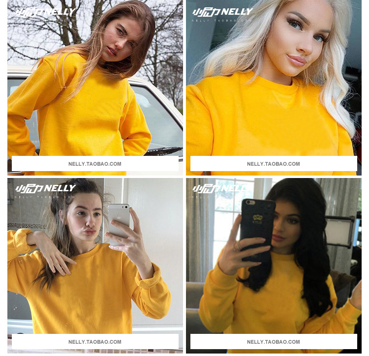 Hàn Quốc ulzzang Harajuku Nhật Bản phong cách đại học retro lỏng kích thước lớn áo len dài màu vàng rắn nam và nữ áo nỉ hoodie
