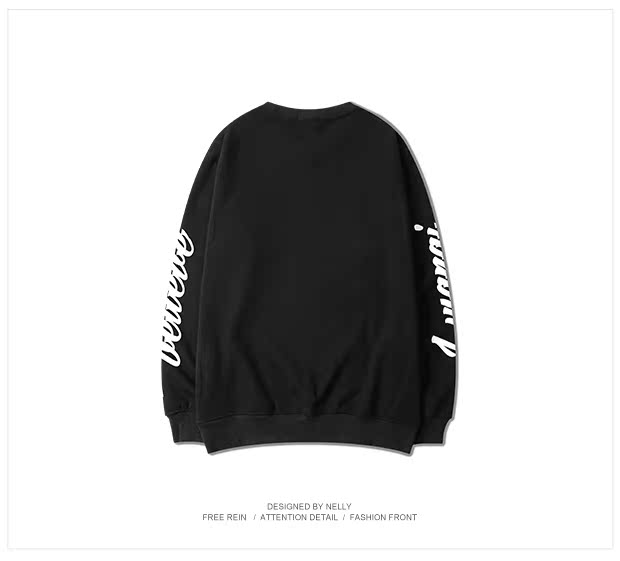 18ss phong cách châu Âu và Mỹ trùm đầu vẽ graffiti lỏng in áo len cổ tròn dài tay nam và nữ mùa thu thương hiệu thời trang cao cấp áo len kiểu hàn quốc cực đẹp